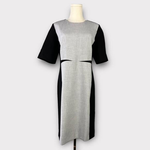 COS Black & Grey Contrast Panel Ponte Sheath Dress Size US 10 - Picture 1 of 7